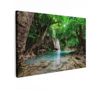MuchoWow© Impression sur Toile Decoration Murale Peinture 90x60 cm Tableaux Decoratifs Muraux Déco Chambre Tableau Salon Jungle - Cascade - Plantes - Eau - Nature