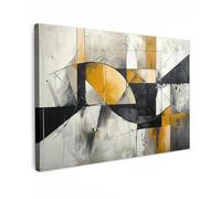 MuchoWow© Impression sur Toile Decoration Murale Peinture 90x60 cm Tableaux Decoratifs Muraux Déco Chambre Tableau Salon Art - Or - Gris - Moderne