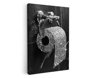 MuchoWow© Impression sur Toile Decoration Murale Peinture Tableaux | 20x30 cm - Decoratifs Muraux Déco Chambre Tableau Salon WC - Toilette - Paillettes - Noir et blanc