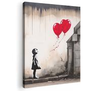 MuchoWow© Impression sur Toile Decoration Murale Peinture Tableaux | 30x40 cm - Decoratifs Muraux Décoration Chambre Art - Fille - Ballons - Coeur - Gris
