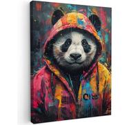 MuchoWow© Impression sur Toile Decoration Murale Peinture Tableaux | 30x40 cm - Decoratifs Muraux Décoration Chambre Graffiti - Panda - Manteau - Coloré - Banksy