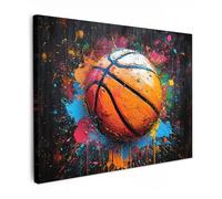 MuchoWow© Impression sur Toile Decoration Murale Peinture Tableaux | 40x30 cm - Decoratifs Muraux Décoration Chambre Graffiti - Basket - Sports - Banksy