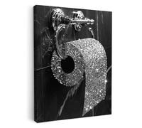 MuchoWow© Impression sur Toile Decoration Murale Peinture Tableaux | 50x70 cm - Decoratifs Muraux Déco Chambre Tableau Salon WC - Toilette - Paillettes - Noir et blanc
