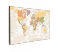 MuchoWow© Impression sur Toile Decoration Murale Peinture Tableaux | 60x40 cm - Decoratifs Muraux Décoration Chambre une Carte du monde geante - Rétro - Couleurs - Educatif - Statistique