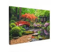 MuchoWow© Impression sur Toile Decoration Murale Peinture Tableaux | 60x40 cm - Decoratifs Muraux Décoration Chambre Jardin japonais - Nature - Arbres - Plantes - Japon