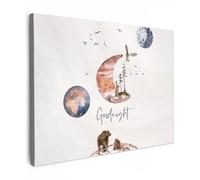 MuchoWow© Impression sur Toile Decoration Murale Peinture Tableaux | 80x60 cm - Decoratifs Muraux Déco Chambre Tableau Salon Citations - Bonne nuit - Proverbes - Enfants - Garçons - Filles
