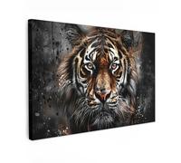 MuchoWow© Impression sur Toile Peinture 120x80 cm Tableau Mural Decoration Salon Reproductions de Tableaux Murale Moderne Tigre - Animaux - Portrait - Luxe - Noir