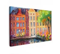 MuchoWow© Impression sur Toile Peinture 120x80 cm Tableau Mural Decoration Salon Reproductions de Tableaux Murale Moderne Peinture à l'huile - Amsterdam - Art - Coloré