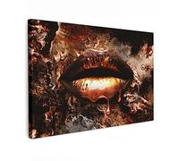 MuchoWow© Impression sur Toile Peinture 120x80 cm Tableau Mural Decoration Salon Reproductions de Tableaux Murale Moderne Or - Lèvres - Art