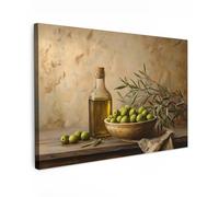 MuchoWow© Impression sur Toile Peinture 120x80 cm Tableau Mural Decoration Salon Reproductions de Tableaux Murale Moderne Olives - Nature morte - Vintage