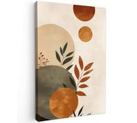 MuchoWow© Impression sur Toile Peinture 20x30 cm Tableau Mural Decoration Salon Reproductions de Tableaux Murale Moderne Formes - Rond - Feuilles - Beige