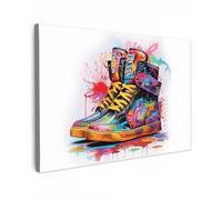 MuchoWow© Impression sur Toile Peinture 30x20 cm Tableau Mural Decoration Salon Reproductions de Tableaux Murale Moderne Chaussures - Graffiti - Blanc - Couleurs