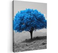 MuchoWow© Impression sur Toile Peinture 30x40 cm Tableau Mural Decoration Salon Reproductions de Tableaux Murale Moderne Arbre - Nature - Bleu - Noir et blanc
