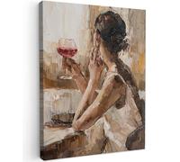 MuchoWow© Impression sur Toile Peinture 30x40 cm Tableau Mural Decoration Salon Reproductions de Tableaux Murale Moderne Couleur à l'huile - Femme - Vin