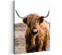 MuchoWow© Impression sur Toile Peinture 30x40 cm Tableau Mural Decoration Salon Reproductions de Tableaux Murale Moderne Highlander écossais - Paysage - Vache - Marron - Animaux - Nature