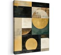 MuchoWow© Impression sur Toile Peinture 30x40 cm Tableau Mural Decoration Salon Reproductions de Tableaux Murale Moderne Abstrait - Or - Bronze - Formes - Géométrique