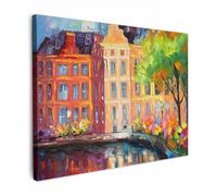 MuchoWow© Impression sur Toile Peinture 40x30 cm Tableau Mural Decoration Salon Reproductions de Tableaux Murale Moderne Peinture à l'huile - Amsterdam - Art - Coloré