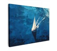 MuchoWow© Impression sur Toile Peinture 40x30 cm Tableau Mural Decoration Salon Reproductions de Tableaux Murale Moderne Voilier - Eau - Abstrait - Ombre