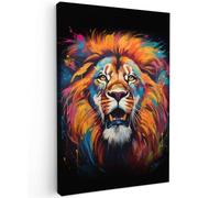 MuchoWow© Impression sur Toile Peinture 40x60 cm Tableau Mural Decoration Salon Reproductions de Tableaux Murale Moderne Lion - Graffiti - Animaux - Noirs