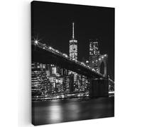 MuchoWow© Impression sur Toile Peinture 50x70 cm Tableau Cadre Mural Decoration Salon Reproductions de Tableaux Murale Moderne New York - Brooklyn - Pont - Noir et blanc