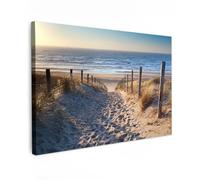 MuchoWow© Impression sur Toile Peinture 60x40 cm Tableau Mural Decoration Salon Reproductions de Tableaux Murale Moderne Plage - Mer - Pays-Bas - Dunes - Soleil