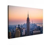 MuchoWow© Impression sur Toile Peinture 60x40 cm Tableau Mural Decoration Salon Reproductions de Tableaux Murale Moderne Empire State Building - New York - Lever de soleil