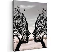 MuchoWow© Impression sur Toile Peinture 60x80 cm Tableau Mural Decoration Salon Abstrait Boheme Tableaux Murale Moderne Plage - Mer - Gens - Arbre - Art Moderne