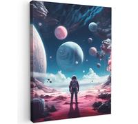 MuchoWow© Impression sur Toile Peinture 60x80 cm Tableau Mural Decoration Salon Reproductions de Tableaux Murale Moderne Astronaute - Espace - Planètes - Nuages