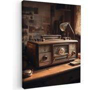 MuchoWow© Impression sur Toile Peinture 60x80 cm Tableau Mural Decoration Salon Reproductions de Tableaux Murale Moderne Vintage - Radio - Ancienne - Lampe de bureau