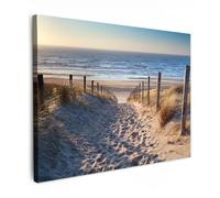 MuchoWow© Impression sur Toile Peinture 70x50 cm Tableau Mural Decoration Salon Reproductions de Tableaux Murale Moderne Plage - Mer - Pays-Bas - Dunes - Soleil