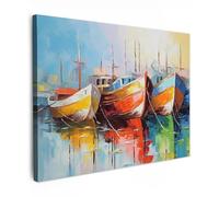 MuchoWow© Impression sur Toile Peinture 70x50 cm Tableau Mural Decoration Salon Reproductions de Tableaux Murale Moderne Bateaux - Art - Couleurs - Peinture à l'huile