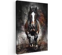 MuchoWow© Impression sur Toile Peinture 80x120 cm Tableau Mural Decoration Salon Reproductions de Tableaux Murale Moderne Cheval - Animaux - Noir - Luxe - Moderne