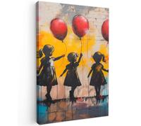 MuchoWow© Impression sur Toile Peinture 80x120 cm Tableau Mural Decoration Salon Reproductions de Tableaux Murale Moderne Graffiti - Enfants - Street art - Ballon - Banksy