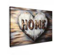 MuchoWow© Impression sur Toile Peinture 90x60 cm Tableau Mural Decoration Salon Reproductions de Tableaux Murale Moderne Accueil - Coeur - Bois - Amour