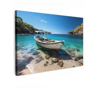 MuchoWow© Impression sur Toile Peinture 90x60 cm Tableau Mural Decoration Salon Reproductions de Tableaux Murale Moderne Bateau - Eau - Maritime - Montagnes - Nature