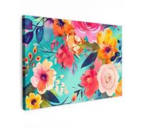 MuchoWow© Impression sur Toile Peinture 90x60 cm Tableau Mural Decoration Salon Reproductions de Tableaux Murale Moderne Fleurs - Peinture à l'huile - Colorées - Nature