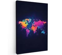 MuchoWow© Impression sur Toile Peinture Tableau Mural Decoration Salon | 20x30 cm - Reproductions de Tableaux Murale Moderne Carte du Monde - Coloré - Graffiti