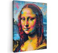 MuchoWow© Impression sur Toile Peinture Tableau Mural Decoration Salon | 30x40 cm - Reproductions de Tableaux Murale Moderne Graffiti - Mona Lisa - Street art - Da Vinci - Banksy