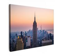 MuchoWow© Impression sur Toile Peinture Tableau Mural Decoration Salon | 40x30 cm - Reproductions de Tableaux Murale Moderne Empire State Building - New York - Lever soleil