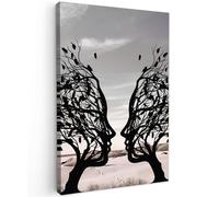 MuchoWow© Impression sur Toile Peinture Tableau Mural Decoration Salon | 40x60 cm - Abstrait Boheme Tableaux Murale Moderne Plage - Mer - Gens - Arbre - Art