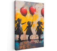 MuchoWow© Impression sur Toile Peinture Tableau Mural Decoration Salon | 80x120 cm - Reproductions de Tableaux Murale Moderne Graffiti - Enfants - Street art - Ballon - Banksy
