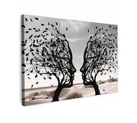 MuchoWow© Impression sur Toile Peinture Tableau Mural Decoration Salon | 90x60 cm - Abstrait Boheme Tableaux Murale Moderne Plage - Mer - Gens - Arbre - Art