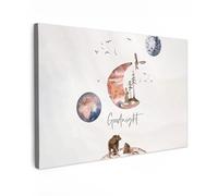 MuchoWow© Impression Sur Toile Peinture Tableaux Decoratifs Muraux | 150x100 cm Decoration Murale Salon Citations - Bonne Nuit - Proverbes - Enfants - Garçons - Filles - Enfant