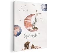 MuchoWow© Impression Sur Toile Peinture Tableaux Decoratifs Muraux | 70x100 cm Decoration Murale Salon Citations - Bonne Nuit - Proverbes - Enfants - Garçons - Filles - Enfant