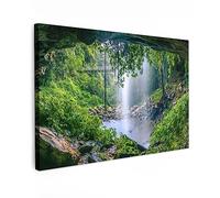 MuchoWow© Impression sur Toile Photo Peinture 30x20 cm Tableau Decoration Murale Chambre Salon Maison Deco Cuisine Jungle - Forêt tropicale - Eau - Cascade - Plantes