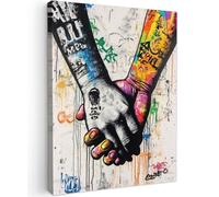 MuchoWow© Impression sur Toile Photo Peinture 30x40 cm Tableau Decoration Murale Chambre Salon Maison Deco Cuisine Graffiti - Mains - Vintage - Street art