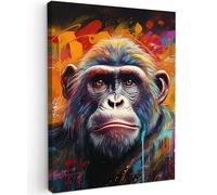 MuchoWow© Impression sur Toile Photo Peinture 30x40 cm Tableau Decoration Murale Chambre Salon Maison Deco Cuisine Singe - Gorille - Graffiti - Animaux - Couleurs