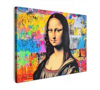 MuchoWow© Impression sur Toile Photo Peinture 40x30 cm Tableau Decoration Murale Chambre Salon Maison Deco Cuisine Graffiti - Néon - Mona Lisa - Art - Da Vinci