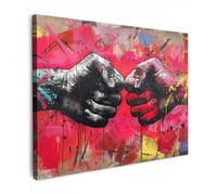 MuchoWow© Impression sur Toile Photo Peinture 40x30 cm Tableau Decoration Murale Chambre Salon Maison Deco Cuisine Street art - Mains - Graffiti - Art - Banksy