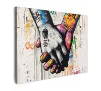 MuchoWow© Impression sur Toile Photo Peinture 40x30 cm Tableau Decoration Murale Chambre Salon Maison Deco Cuisine Graffiti - Mains - Vintage - Street art